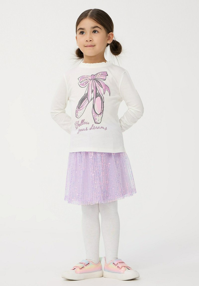 Terranova CON STAMPA SCARPE BALLERINA E APPLICAZIONI - Maglietta a manica lunga - bianco lana