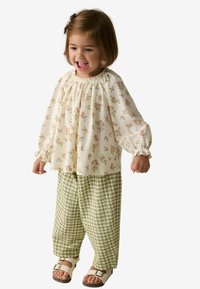 Next - REGULAR FIT - LONG SLEEVE AND WIDE SET - Kelnės - cream floral gingham Miniatiūros vaizdas 1