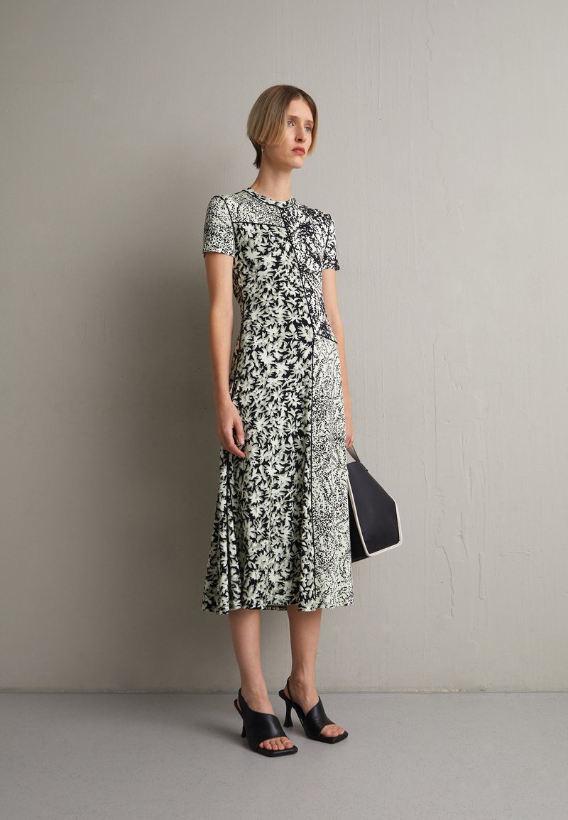 Proenza Schouler White Label MIXED FLORAL SHORT SLEEVE DRESS - Jersey