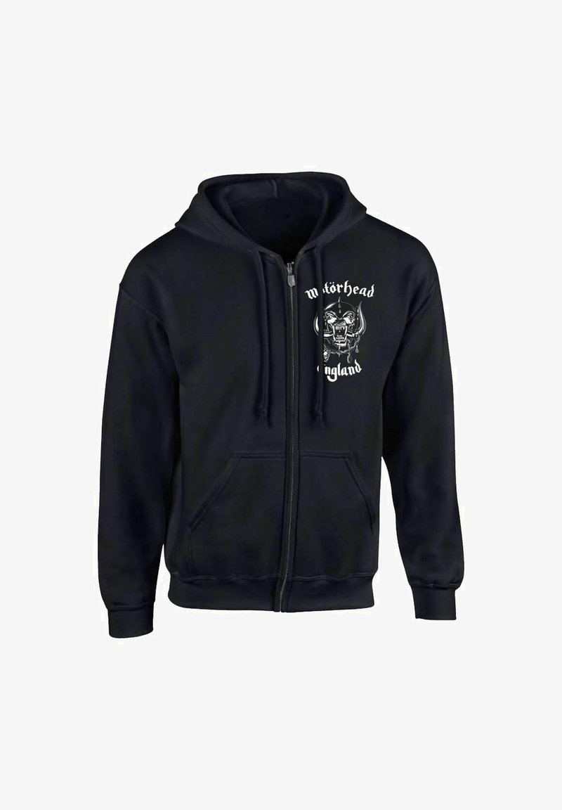 Svart zip-up hettegenser laget av bomullsblanding. Har et frontlogo og to sidelommer. Snøring i hetta og ribbestrikkede mansjetter.