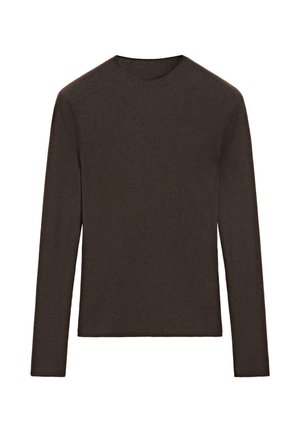 Massimo Dutti, RIBBED MOCK NECK KNIT SWEATER - Maglione - brown