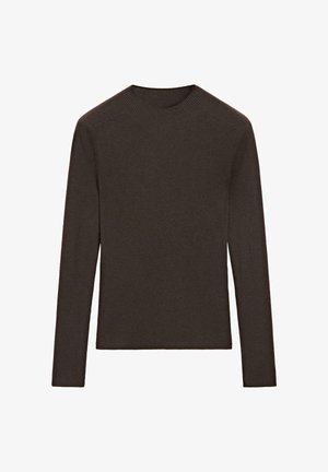 Massimo Dutti, RIBBED MOCK NECK KNIT SWEATER - Jumper - brown