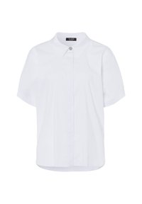 Witte short-sleeve overhemd met knopen en een klassieke kraag, met een enkele voorknop en een rechte zoom. Glad katoen stof.
