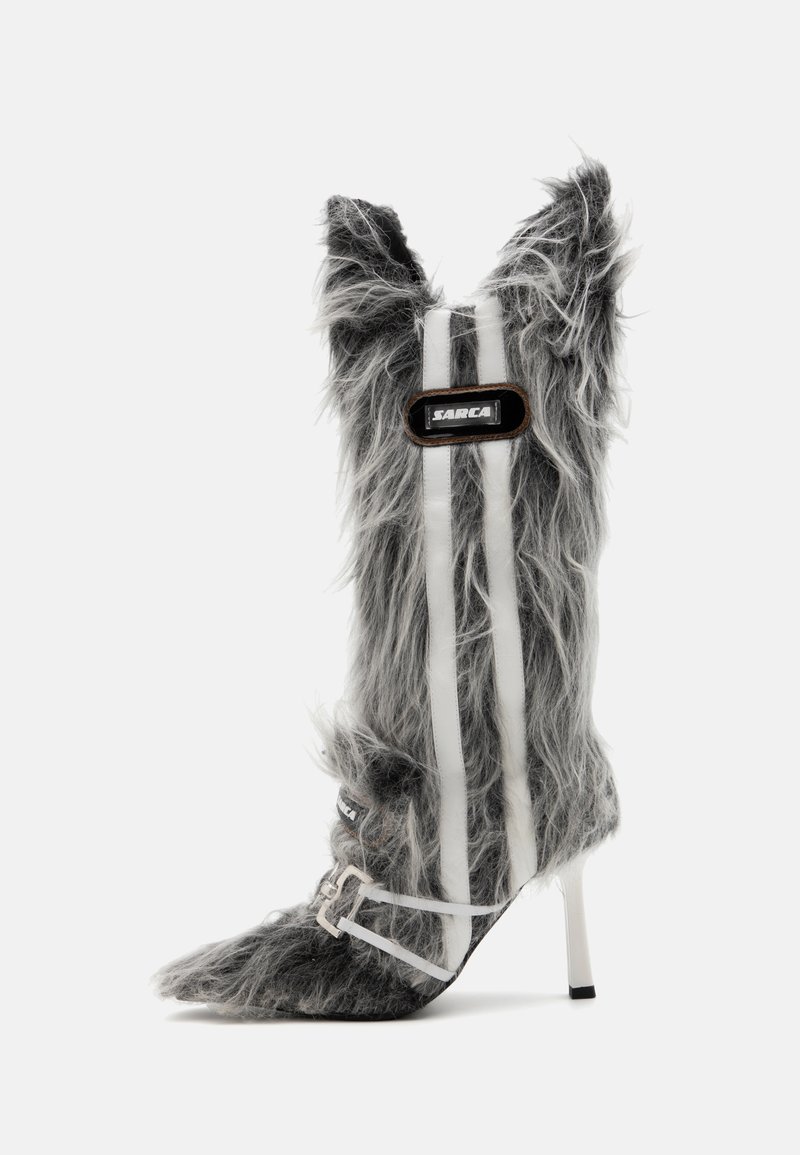Ancuta Sarca FUZZY KNEE HIGH BOOTS - High heeled boots - gray