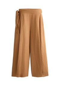 LINEN TIE WIDE-LEG - Nadrágok - mottled yellow