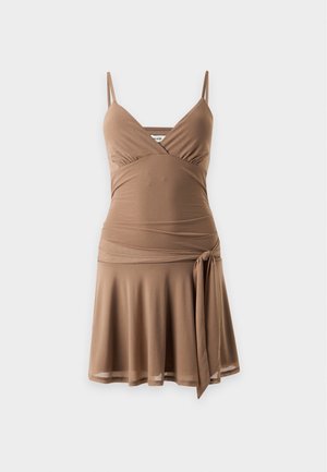 Hollister Co., LENTIL RUCHED SLIM DRESS - Jurk - brown