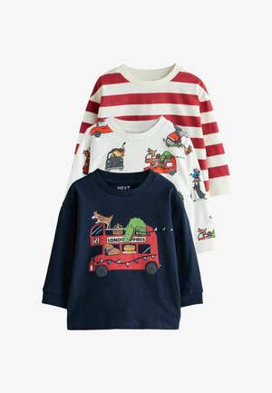 Next, REGULAR FIT - LONG SLEEVE APPLIQUE T-SHIRTS 3 PACK - Top s dlhým rukávom - navy red london