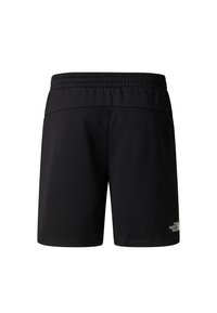 Zwarte sportshorts met een elastische tailleband en een logo-detail aan de onderkant van de linker zoom. Glad, lichtgewicht materiaal.