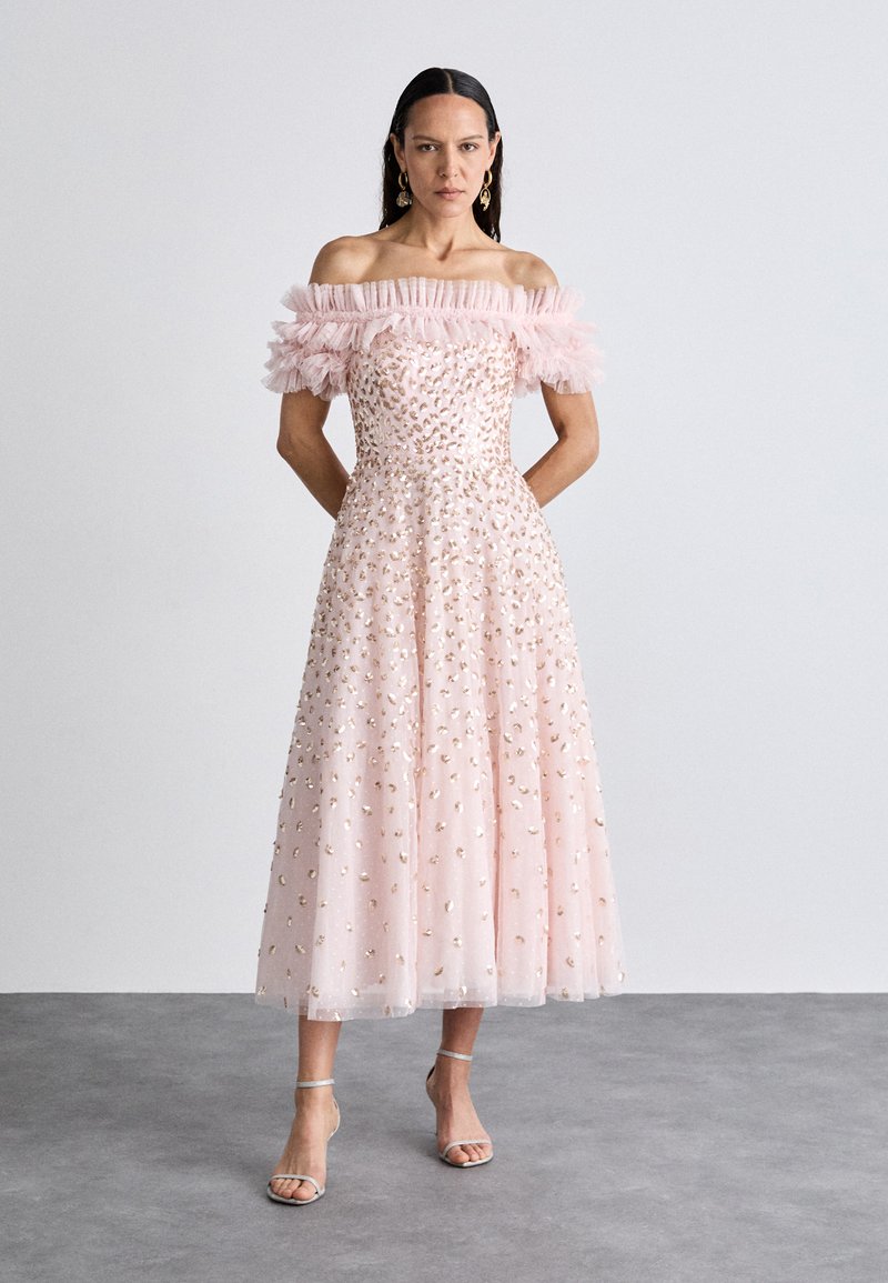 Needle & Thread AUTUMN LEAVES OFF SHOULDER BALLERINA DRESS - Gallakjole - dusk pink/caramel