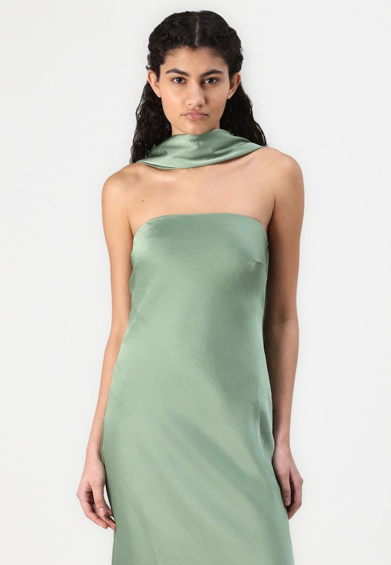 princesspolly green dress Dianne Pine Green Scarf Wrap Long Gown
