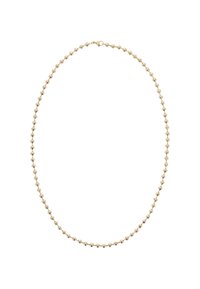 Guldring med skiftevis glatte og facetterede runde perler, afsluttet med en sikker lås. Designet er ensartet og skinnende.