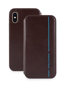 Piquadro COVER IN PELLE RIMB.TA CON PATTA IPHONE ® X E XS - Funda para móvil - mahogany