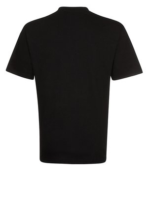 Black short-sleeve t-shirt featuring a crew neckline and a simple, smooth texture. The design is clean with no visible logos or patterns.