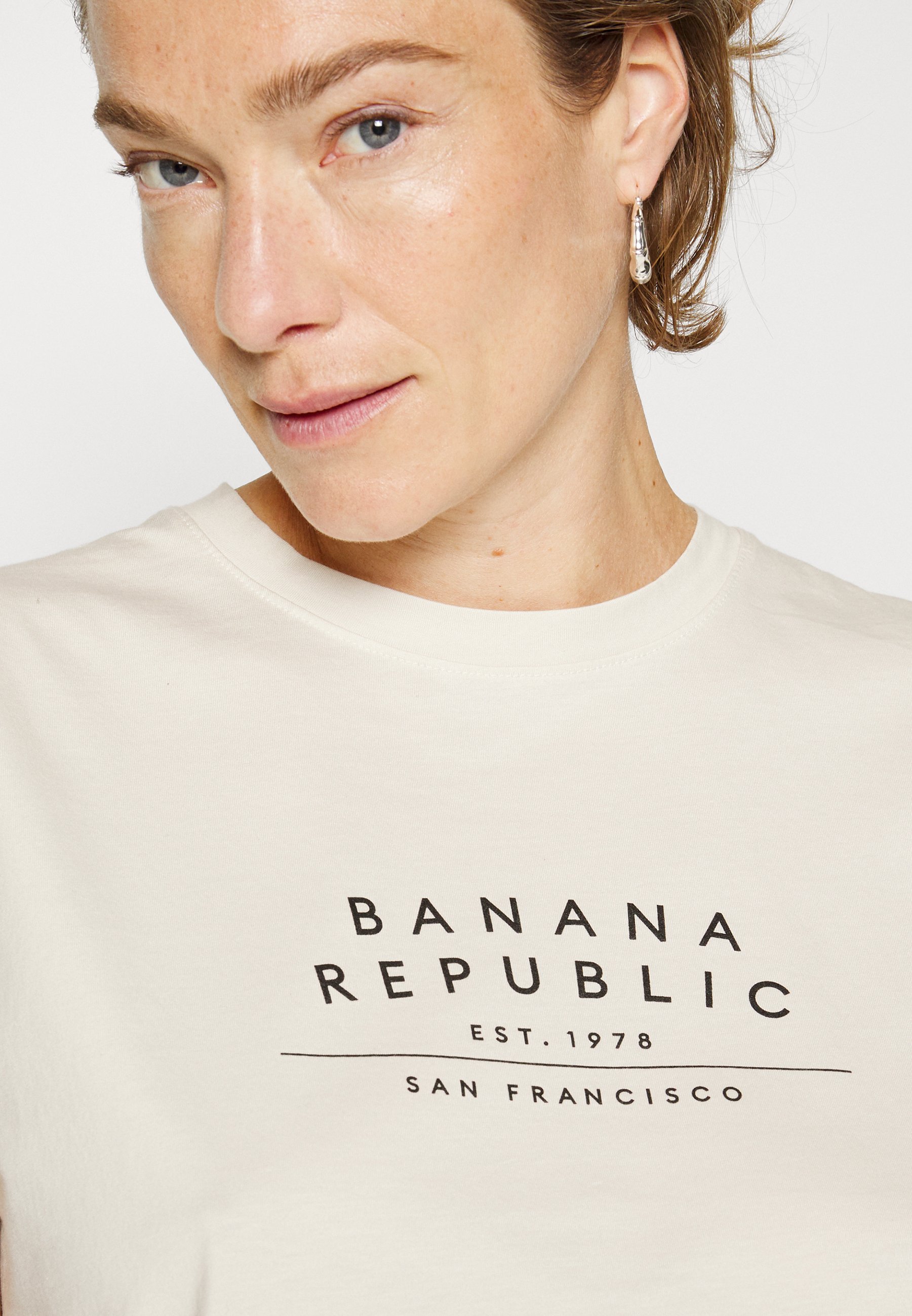 Banana Republic Graphic Tee Tshirt print Transition cream, Dames, Maat: XXS, Crème