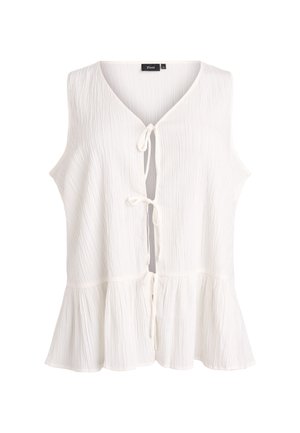 Zizzi, ÄRMELLOSE BLUSE MIT STRUKTUR UND BINDEBAND - Pluus - vanille