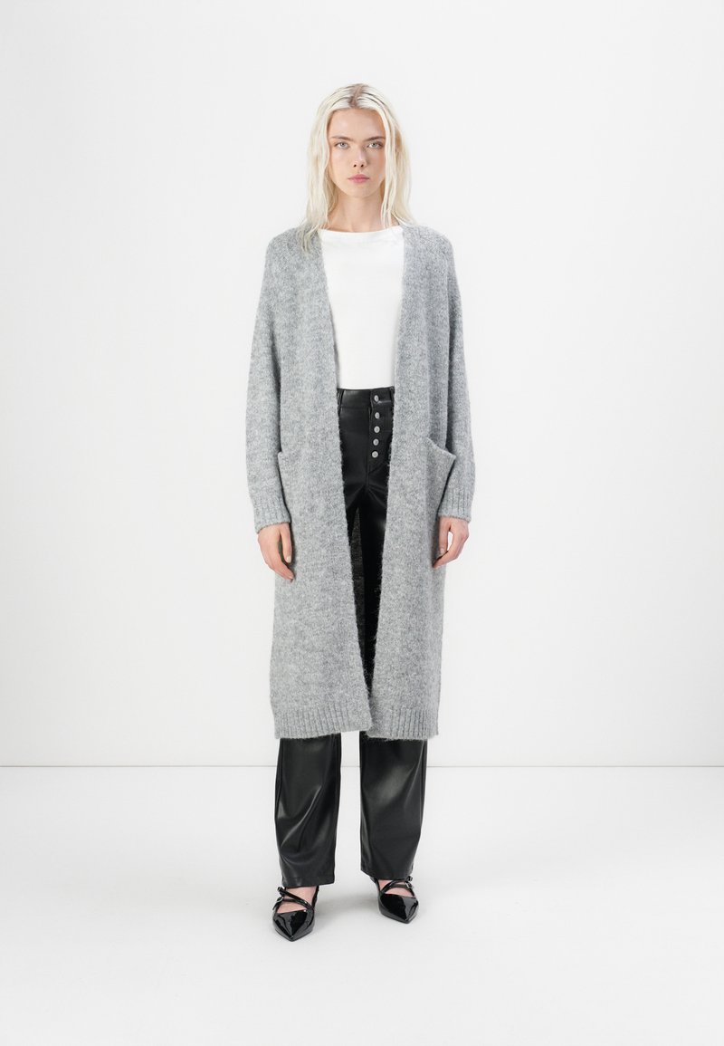 Object OBJMILU LONG CARDIGAN - Strickjacke - medium grey melange