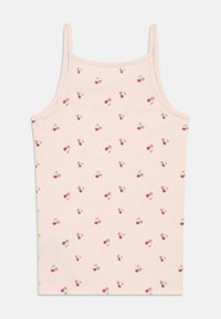 Ροζ αμάνικο μπλουζάκι από μαλακό ύφασμα, με επαναλαμβανόμενο μοτίβο κερασιών σε σκούρο και ανοιχτό ροζ, με λεπτές τιράντες.