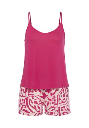 SHORTY SET - Pijama - magenta ecru gemustert