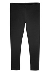 Schwarze, dehnbare Leggings mit elastischem Bund und schlankem, zulaufendem Schnitt von der Taille bis zum Knöchel.