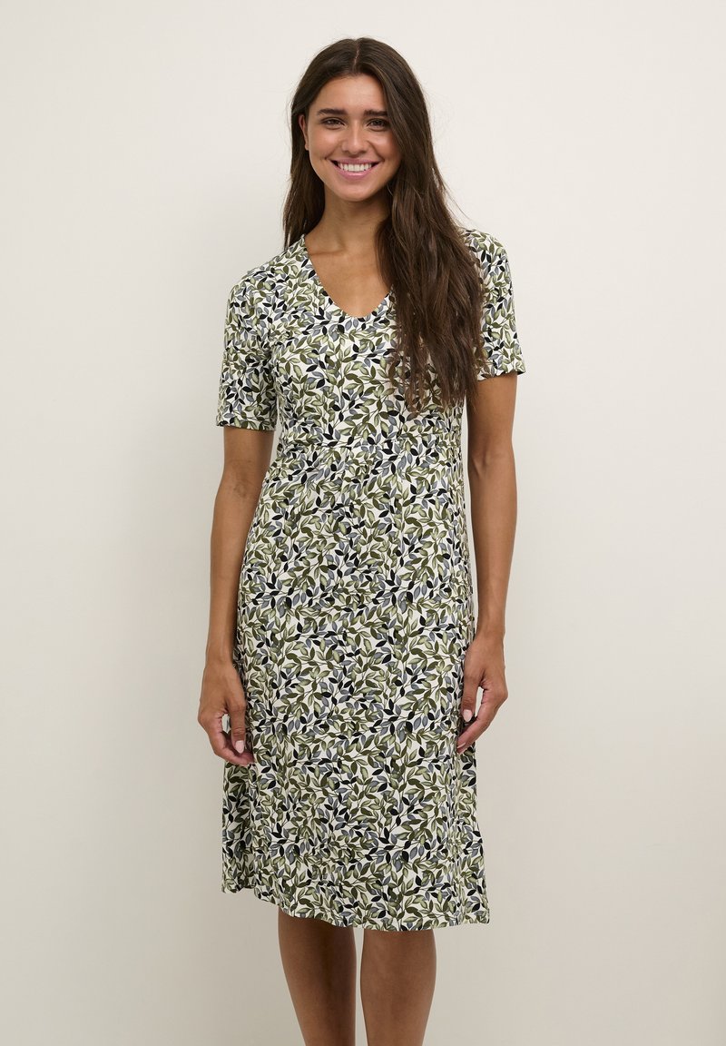 Kaffe BPTINA SHORT SLEEVE Jersey dress green leaf print/green