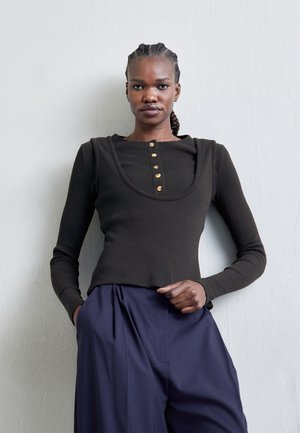 A.W.A.K.E. MODE DOUBLE EFFECT WITH HALF BUTTON CLOSURE - Μπλούζα με μακριά μανίκια - black