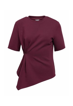 Object, T-SHIRT ASYMMETRIC RUCHED - Camiseta estampada - windsor wine