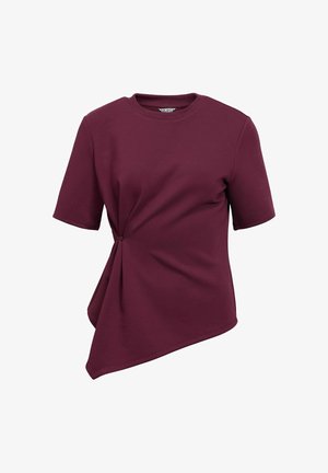 Object, T-SHIRT ASYMMETRIC RUCHED - Trükipildiga T-särk - windsor wine