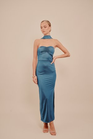 GOLDIE BANDEAU MAXI - Kokteilikleit/peokleit - teal blue