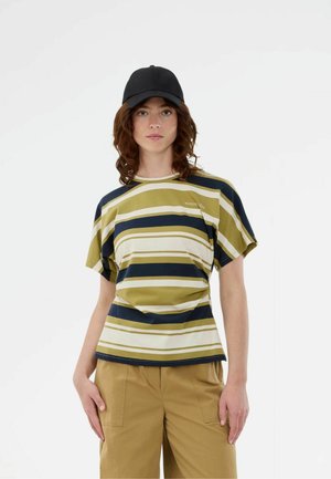 URBANMD STRIPE  - T-shirt print - tarragon navy stripe