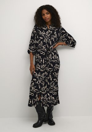 Shirt dress - black sand painted flower