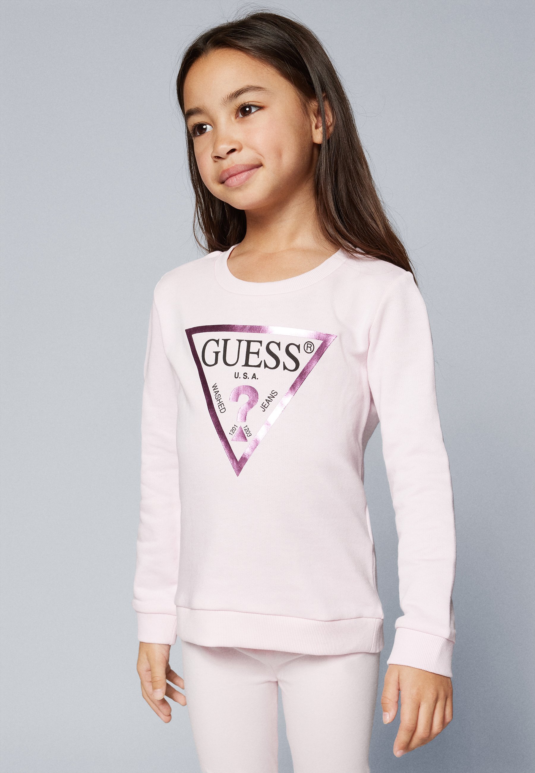 Camiseta Bebe Niña Camiseta Guess Baby Crew Logo Mujer Rosa