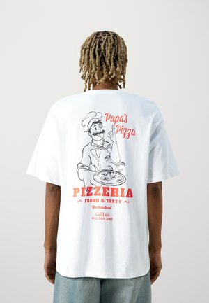 Jack & Jones JORPIZZA TEE CREW NECK UNISEX - T-shirt print - bright white