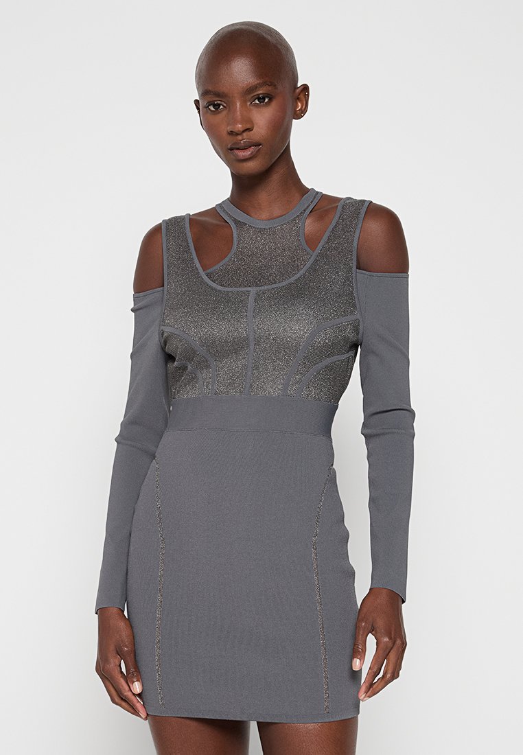 Hervé Léger Gebreide jurk grijs