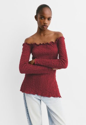 CREASED-EFFECT BARDOT - Camicetta - dark red