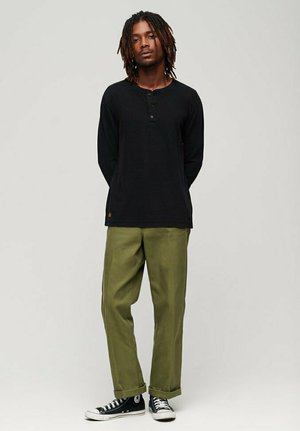 Primary Kids The Henley Manches Longues - Noir, 100% Coton, Taille 8-9 Ans