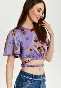 Liquorish FLORAL CROP  WITH TIE DETAIL - Blouse - purple