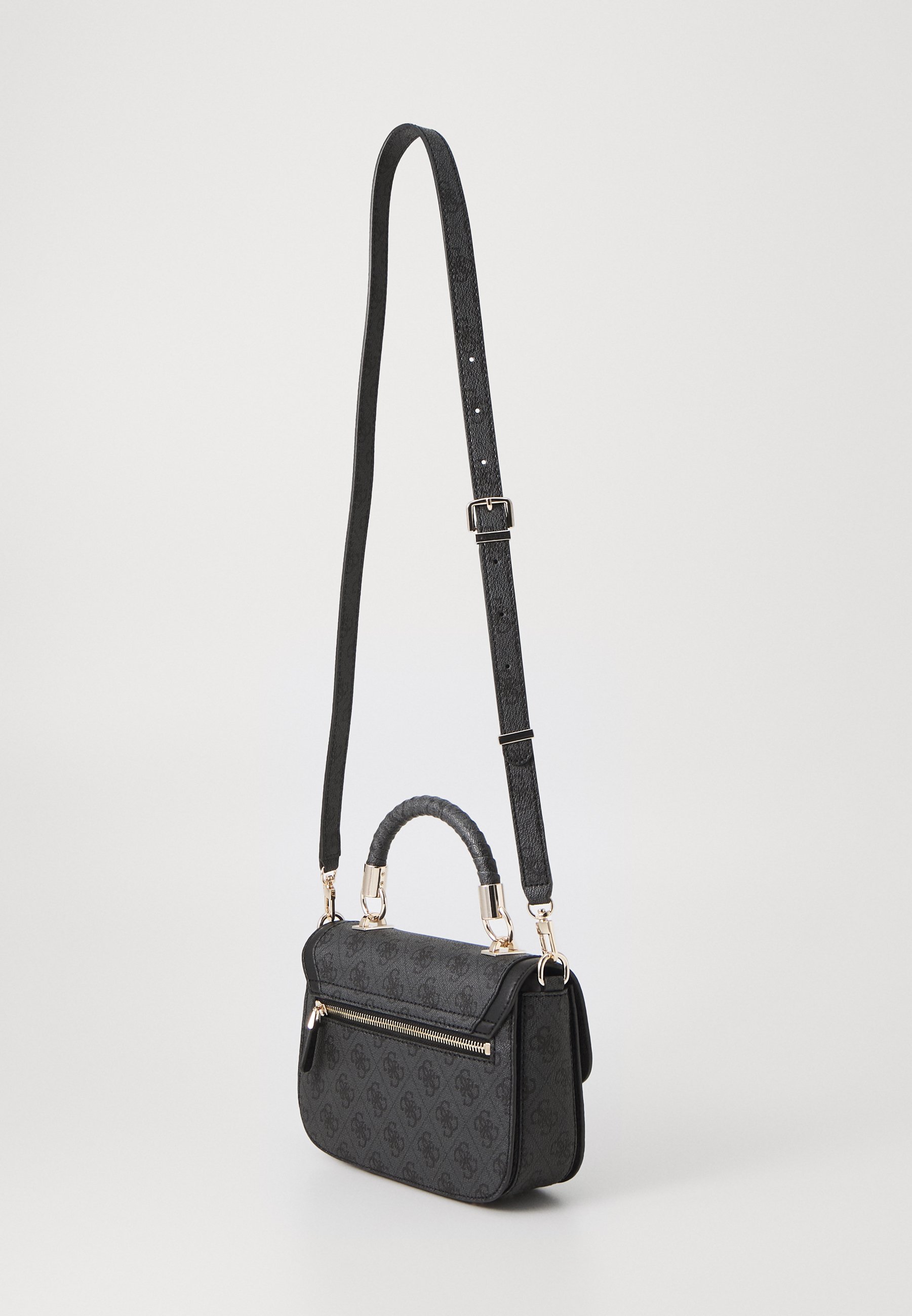 Guess ORLINA LOGO TOP HANDLE FLAP - Handbag - coal logo/dark