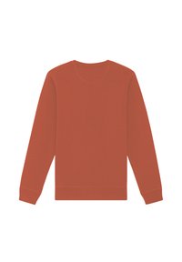 Langsleeve crewneck sweatshirt in verbrand oranje. Gemaakt van zachte stof, met ribgebreide boorden en zoom. Geen patronen of accenten zichtbaar.