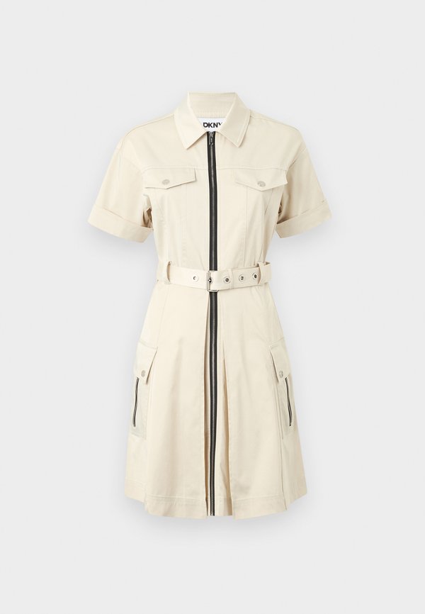 SHIRT DRESS FRONT ZIP - Shirt dress - light city khaki4