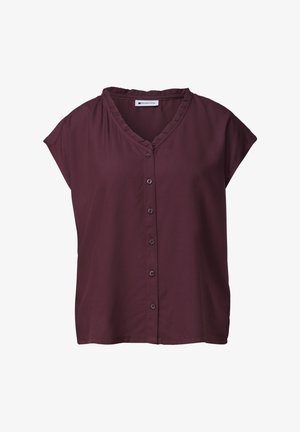 Street One, BLOUSENSHIRT WITH V-NECK AND RUFFLES, ciemnoczerwony
