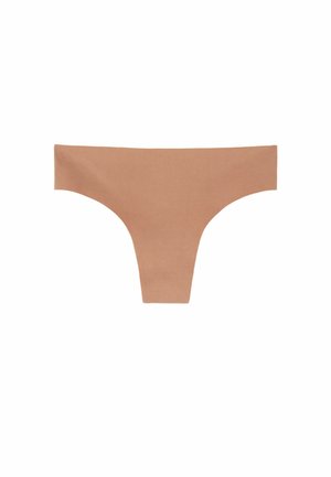Nude katoenen stringondergoed met een minimalistisch ontwerp, met een soepele textuur en een brede, platte tailleband voor comfort.