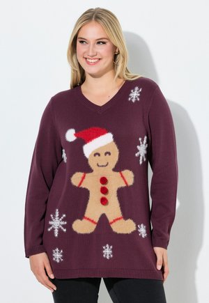 DE NOËL À COL MOTIF BONHOMME EN PAIN D'ÉPICES - Jersey de punto - dark claret