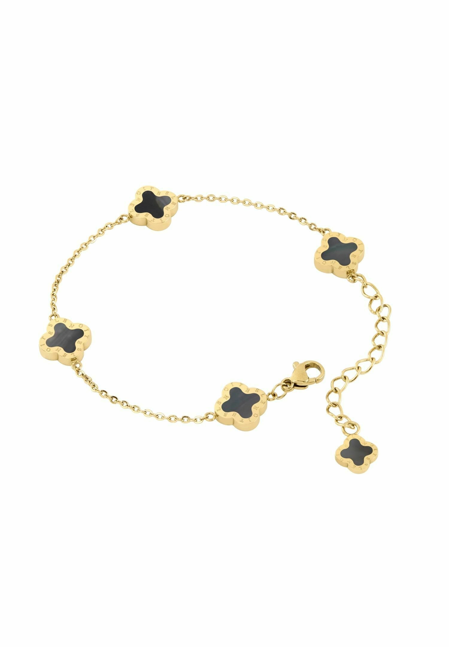 Lenoites FYRKLOVER MINI - Armband - Gold & Mother of Pearl Grey 