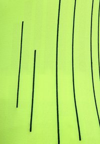 Bright yellow-green fabric with evenly spaced thin vertical black lines in varying lengths.
