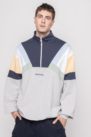 Kaotiko ALECK UNISEX - Sweatshirt - gray/navy/vainilla/fresh green