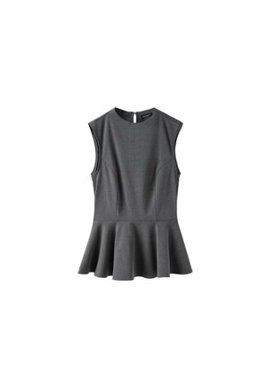Stradivarius, HIGH-NECK PEPLUM SLEEVELESS TOP - Débardeur - gray