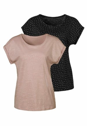 2 PACK - T-shirt med print - rose/schwarz