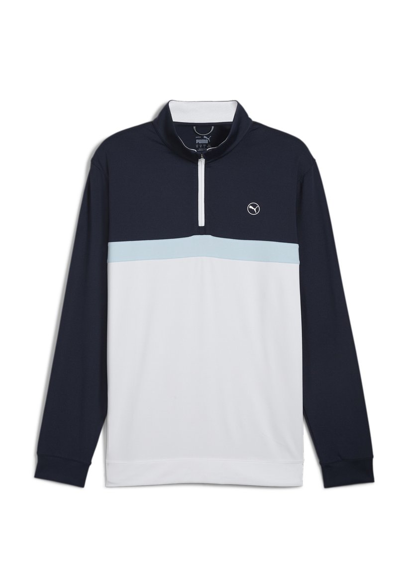 Puma PURE COLOURBLOCK MIT VIERTELLANGEM REISSVERSCHLUSS - Top dugih rukava - deep navy white glow