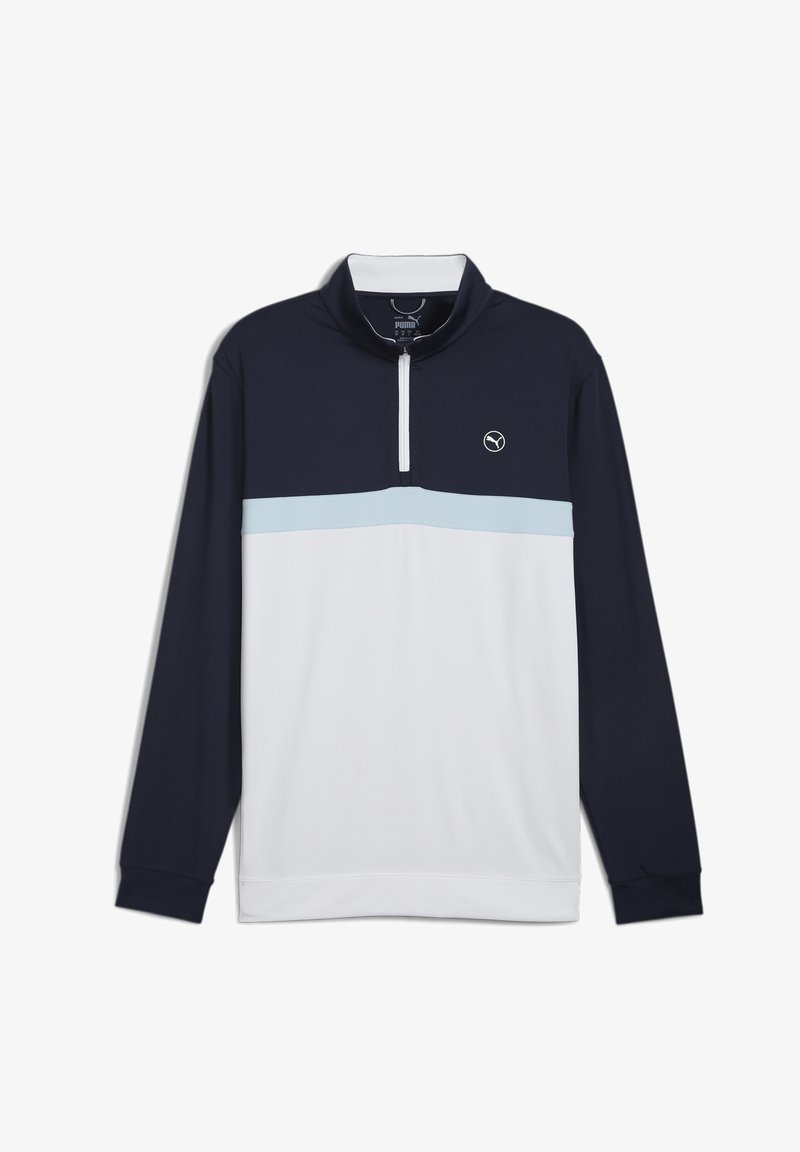 Puma PURE COLOURBLOCK MIT VIERTELLANGEM REISSVERSCHLUSS - Maglietta a manica lunga - deep navy white glow