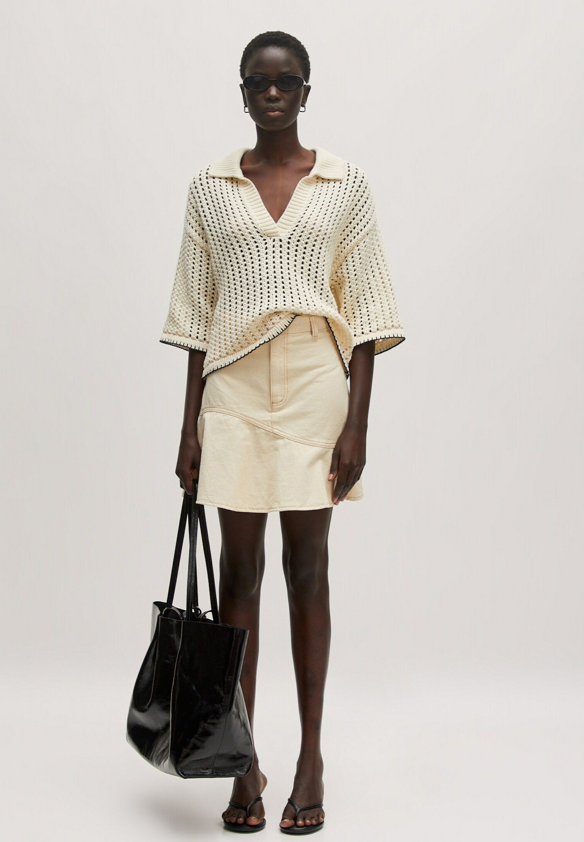 EDITED NORA - Mini skirt - beigemeliert beige/beige - Zalando